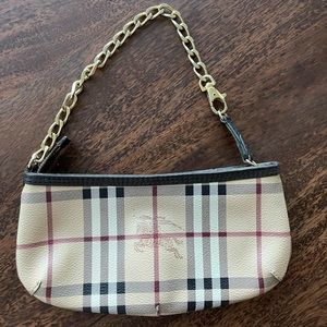 Burberry Plaid Shoulder Bag with Gold Chain